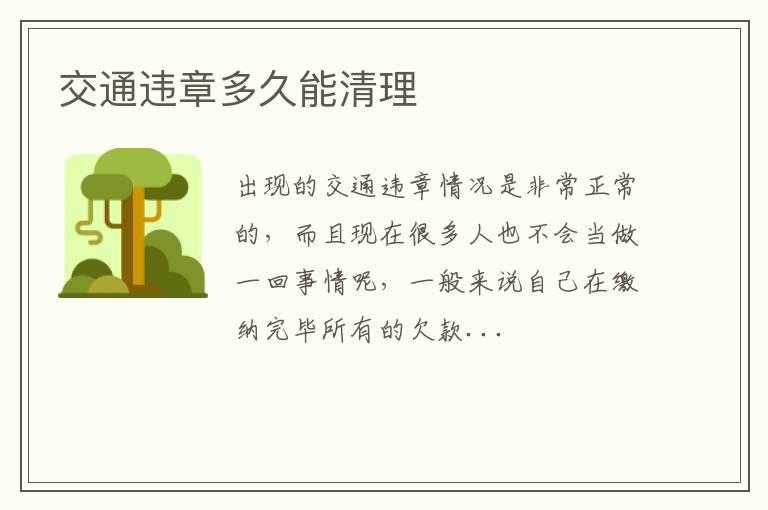 交通违章多久能清理