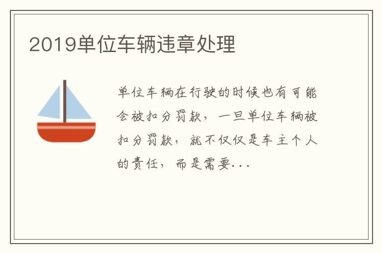 2019单位车辆违章处理