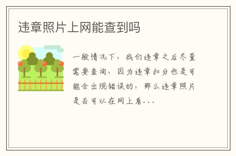 违章照片上网能查到吗