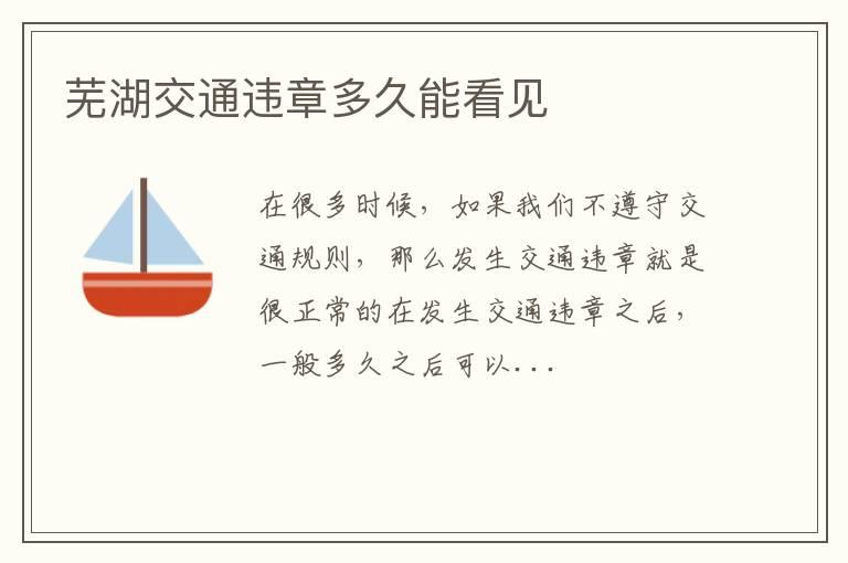 芜湖交通违章多久能看见