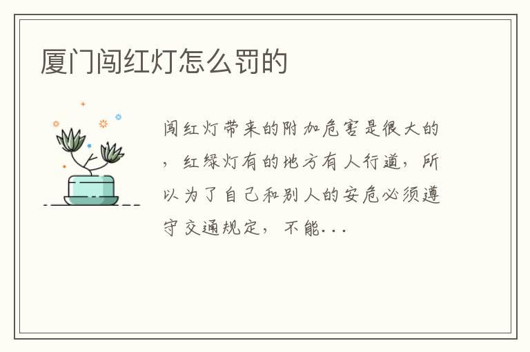 厦门闯红灯怎么罚的