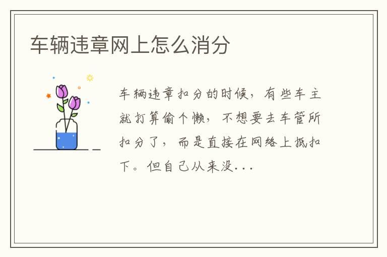 车辆违章网上怎么消分