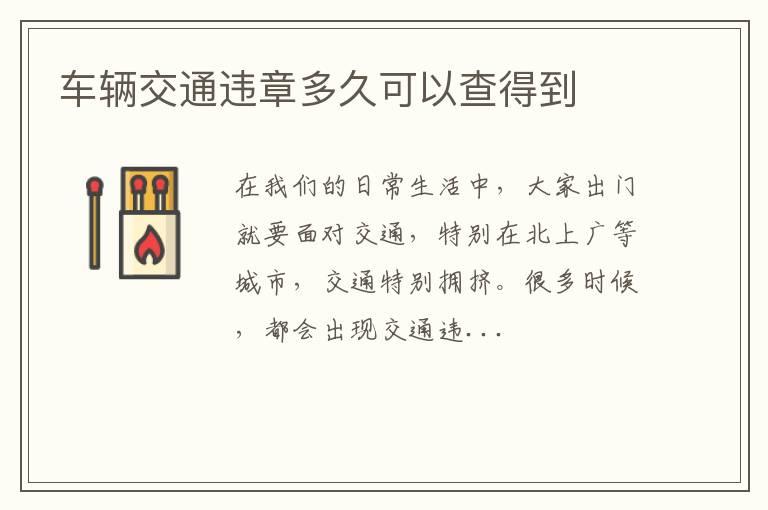 车辆交通违章多久可以查得到