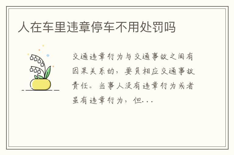 人在车里违章停车不用处罚吗