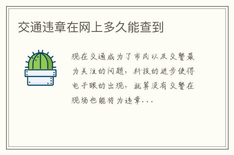 交通违章在网上多久能查到