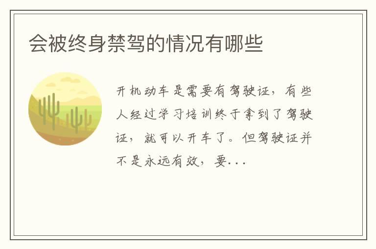 会被终身禁驾的情况有哪些