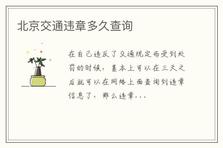 北京交通违章多久查询