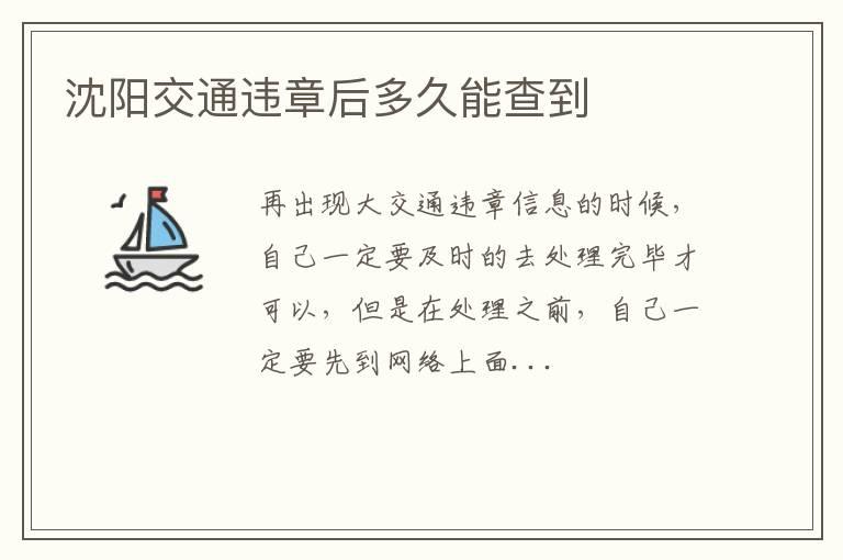 沈阳交通违章后多久能查到