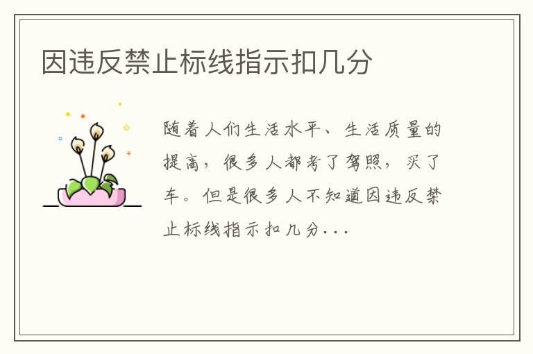 因违反禁止标线指示扣几分