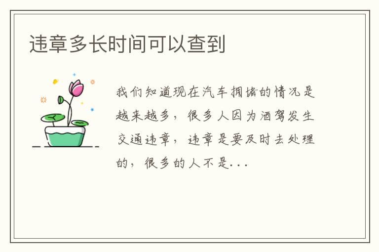 违章多长时间可以查到