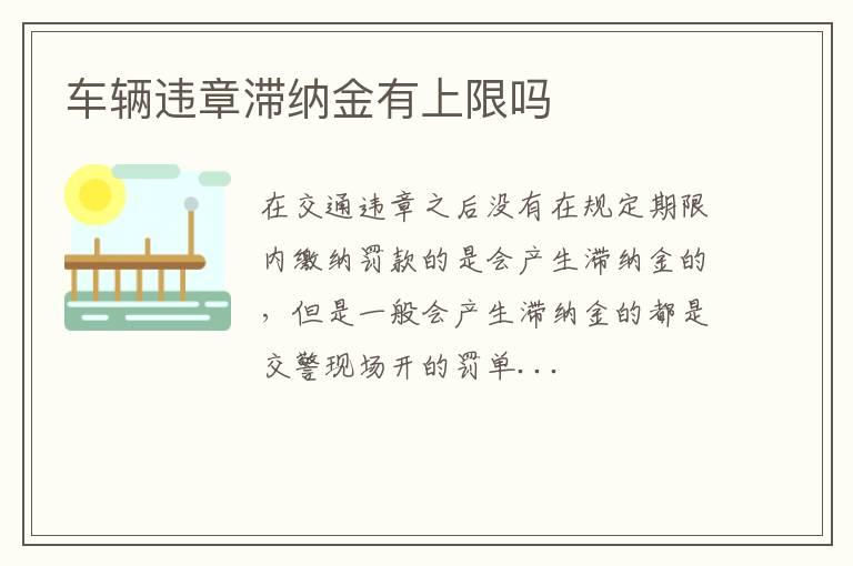 车辆违章滞纳金有上限吗