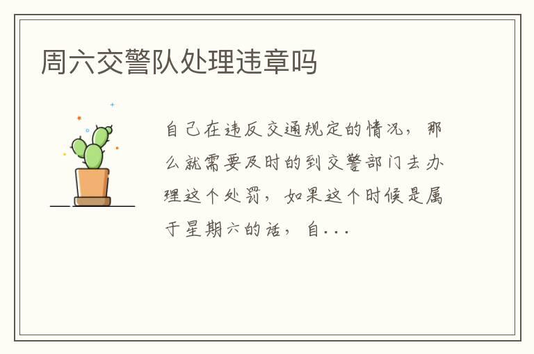 周六交警队处理违章吗