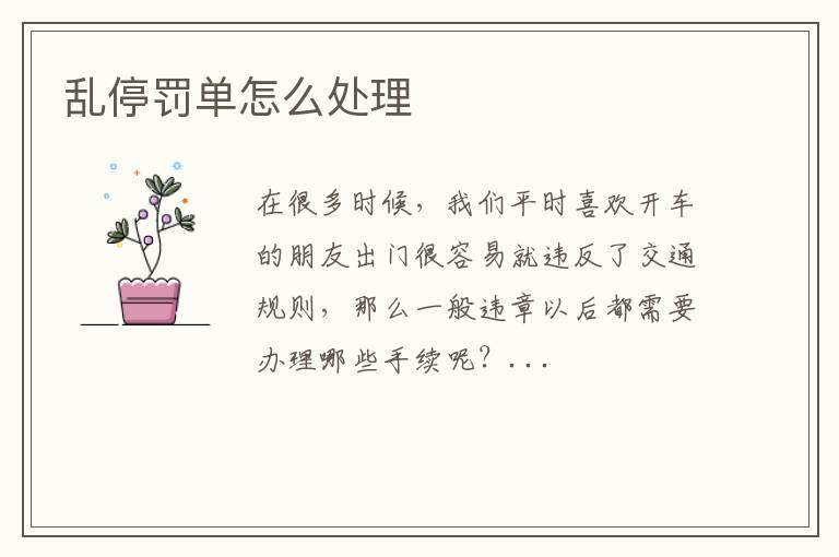 乱停罚单怎么处理