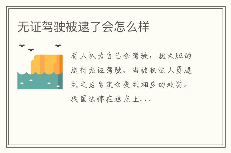 无证驾驶被逮了会怎么样