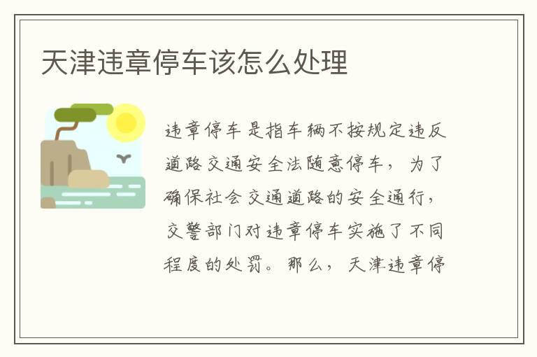 天津违章停车该怎么处理