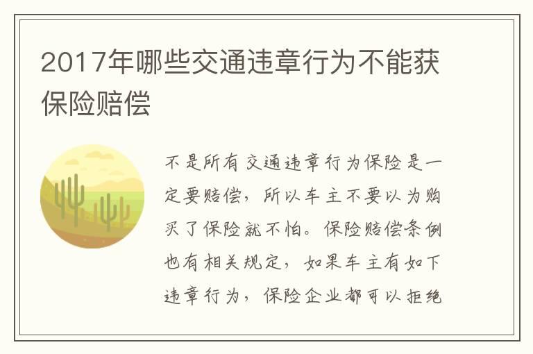 2017年哪些交通违章行为不能获保险赔偿
