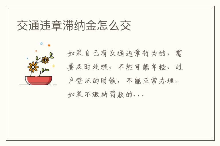 交通违章滞纳金怎么交