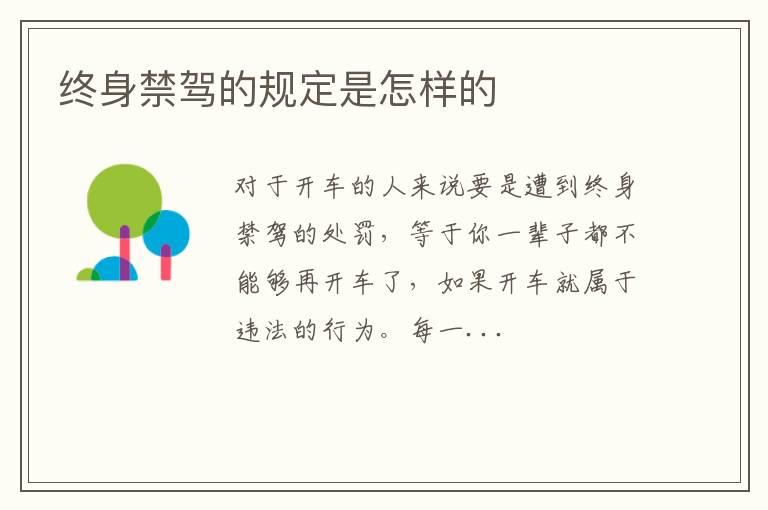 终身禁驾的规定是怎样的