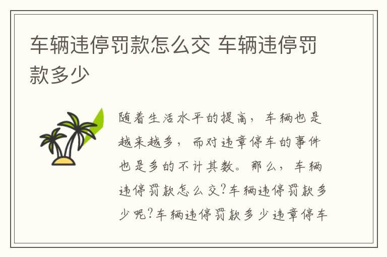 车辆违停罚款怎么交 车辆违停罚款多少