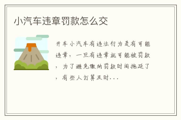 小汽车违章罚款怎么交