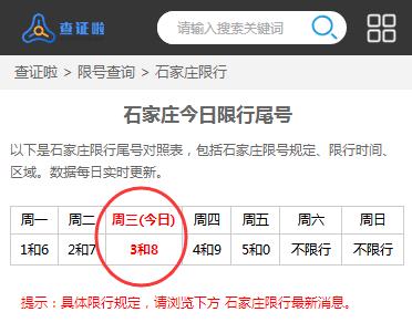 石家庄限号查询2020