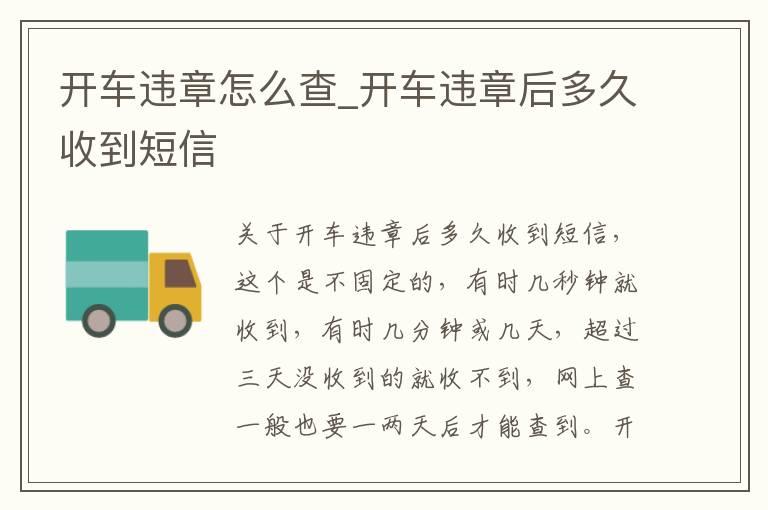 开车违章怎么查_开车违章后多久收到短信