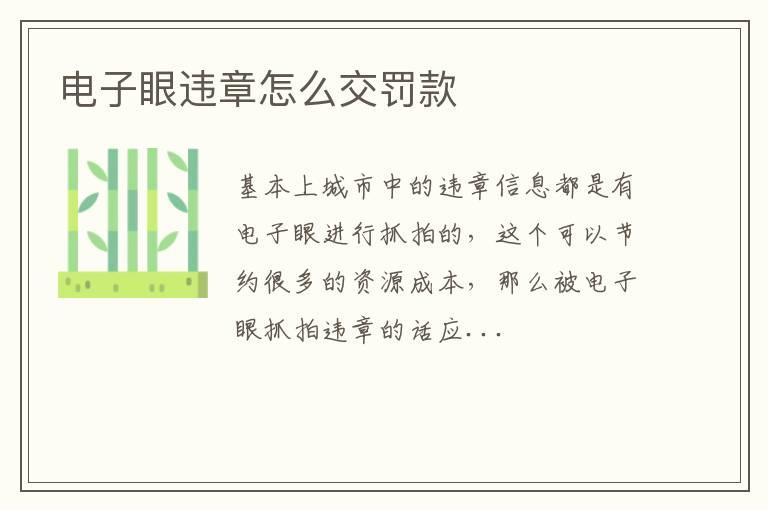 电子眼违章怎么交罚款