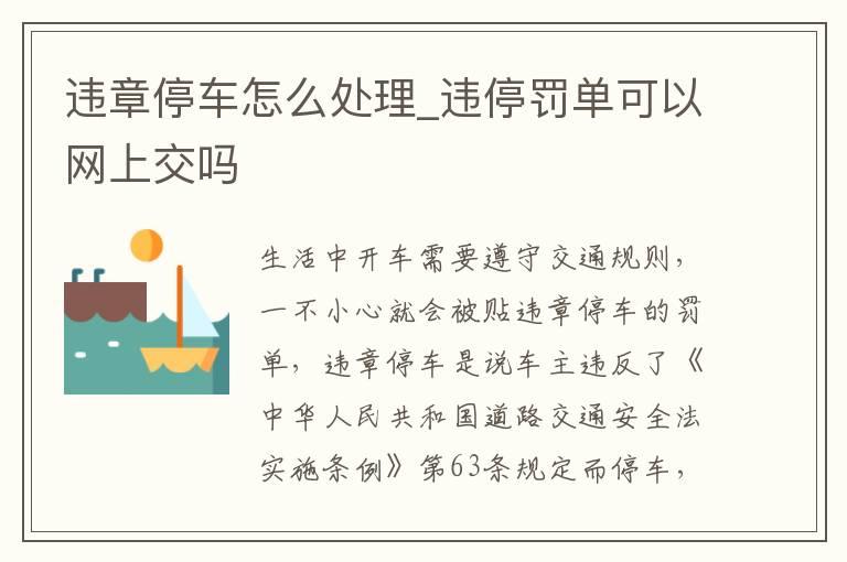 违章停车怎么处理_违停罚单可以网上交吗