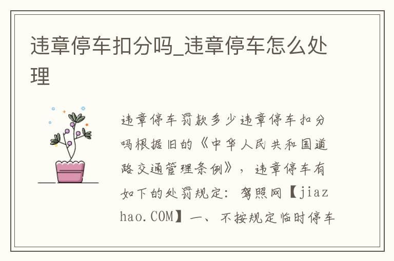 违章停车扣分吗_违章停车怎么处理