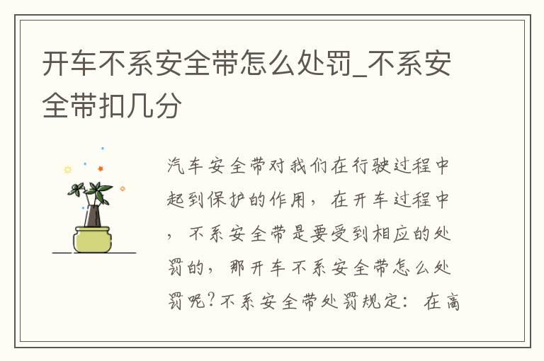 开车不系安全带怎么处罚_不系安全带扣几分