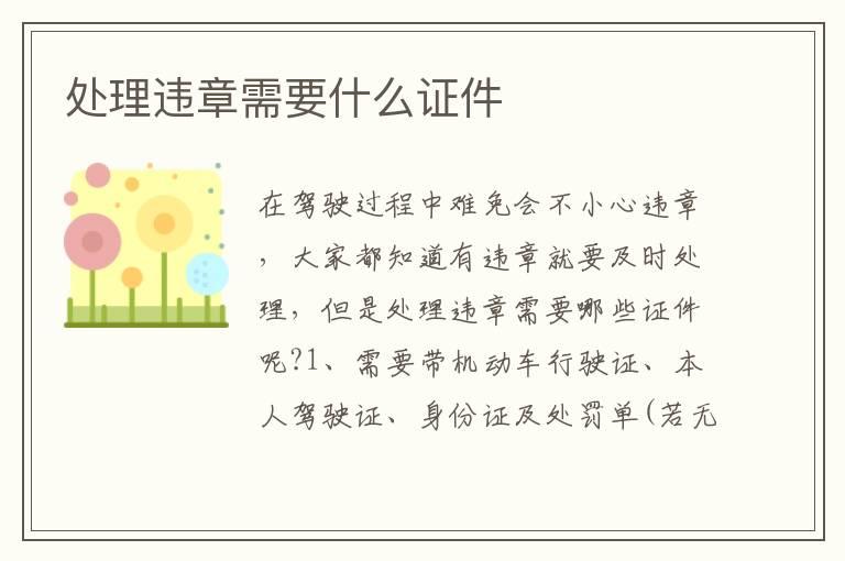处理违章需要什么证件