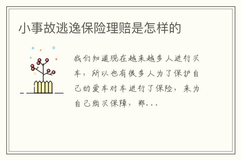 小事故逃逸保险理赔是怎样的