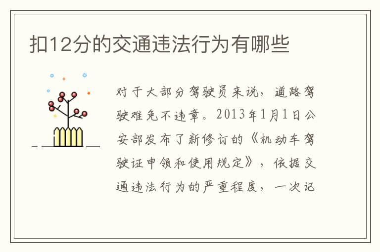 扣12分的交通违法行为有哪些