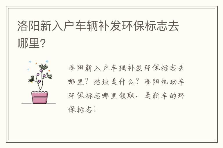 洛阳新入户车辆补发环保标志去哪里？