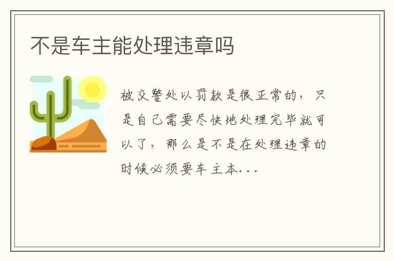 不是车主能处理违章吗