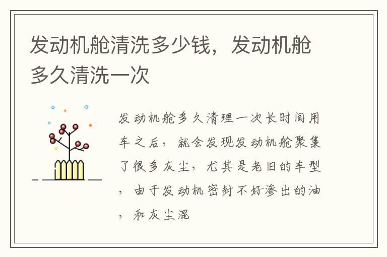 发动机舱清洗多少钱，发动机舱多久清洗一次