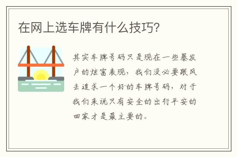 在网上选车牌有什么技巧？