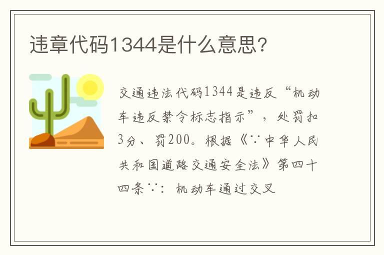 违章代码1344是什么意思?