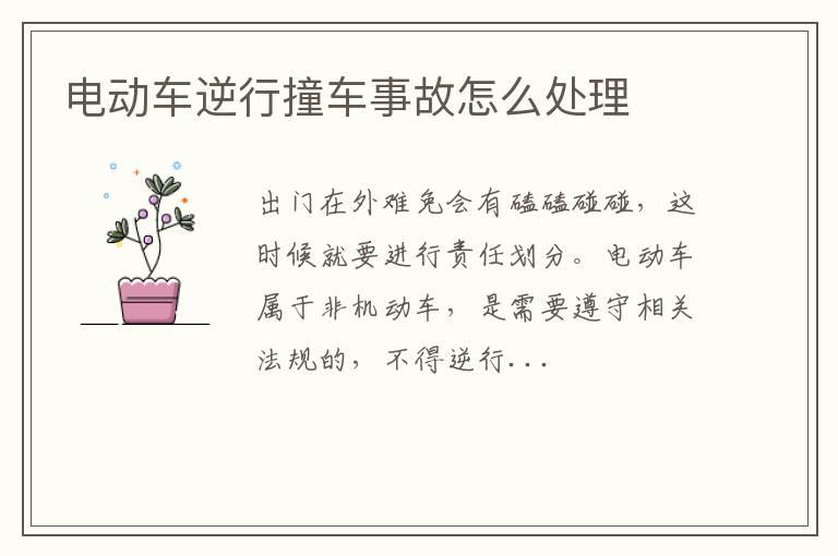 电动车逆行撞车事故怎么处理
