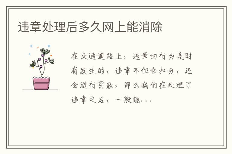违章处理后多久网上能消除