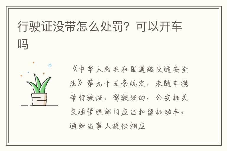 行驶证没带怎么处罚？可以开车吗