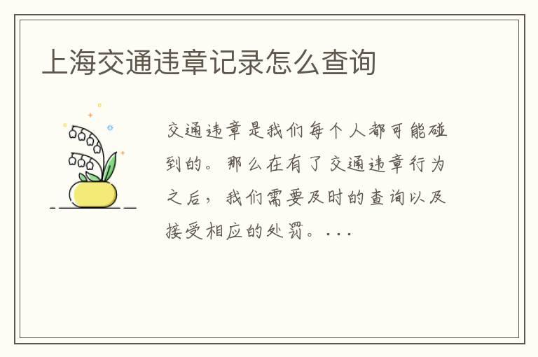 上海交通违章记录怎么查询