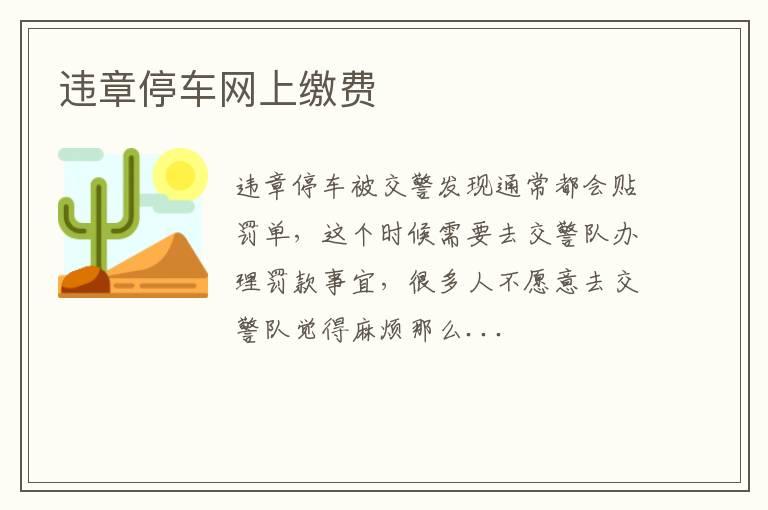 违章停车网上缴费