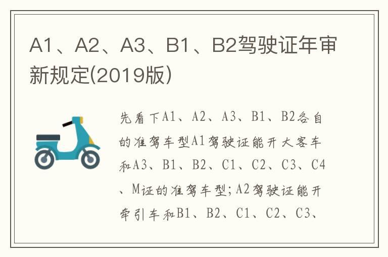 A1、A2、A3、B1、B2驾驶证年审新规定(2019版)
