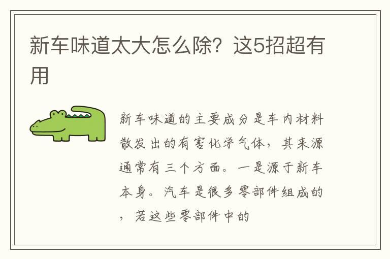 新车味道太大怎么除？这5招超有用