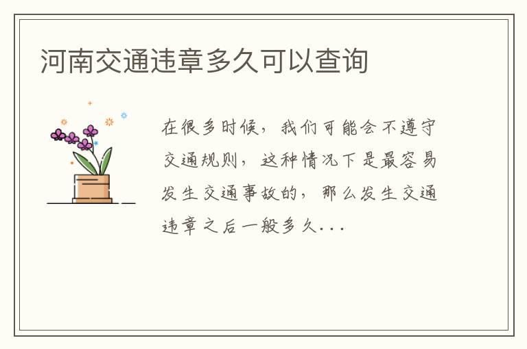 河南交通违章多久可以查询