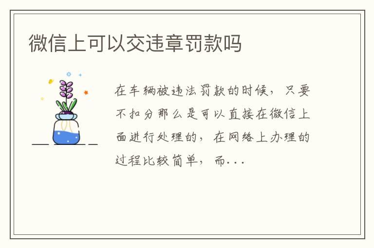 微信上可以交违章罚款吗