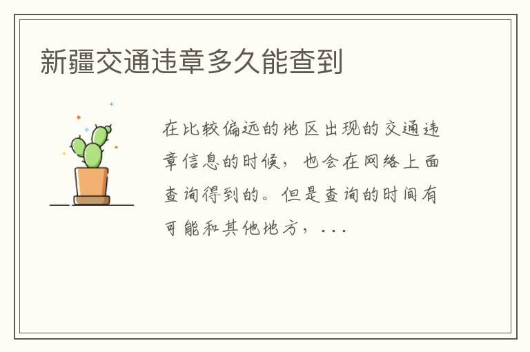 新疆交通违章多久能查到