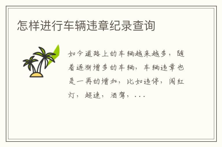 怎样进行车辆违章纪录查询