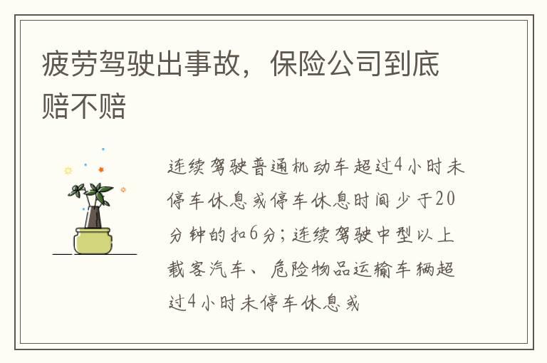 疲劳驾驶出事故，保险公司到底赔不赔